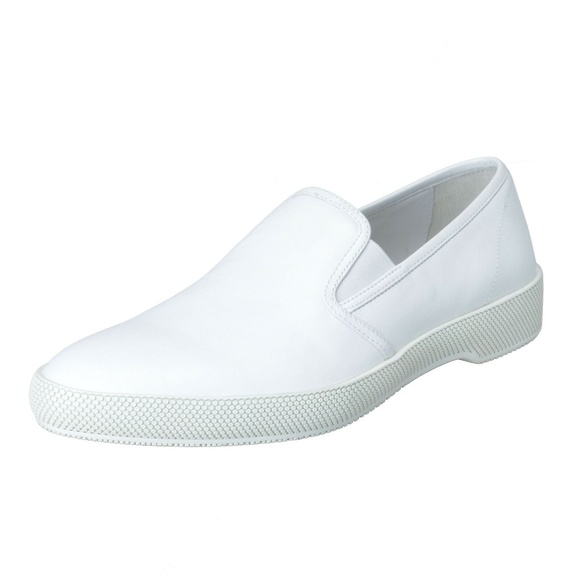 Prada Men's White Leather Loafers Slip On Shoes - Picture 1 of 8